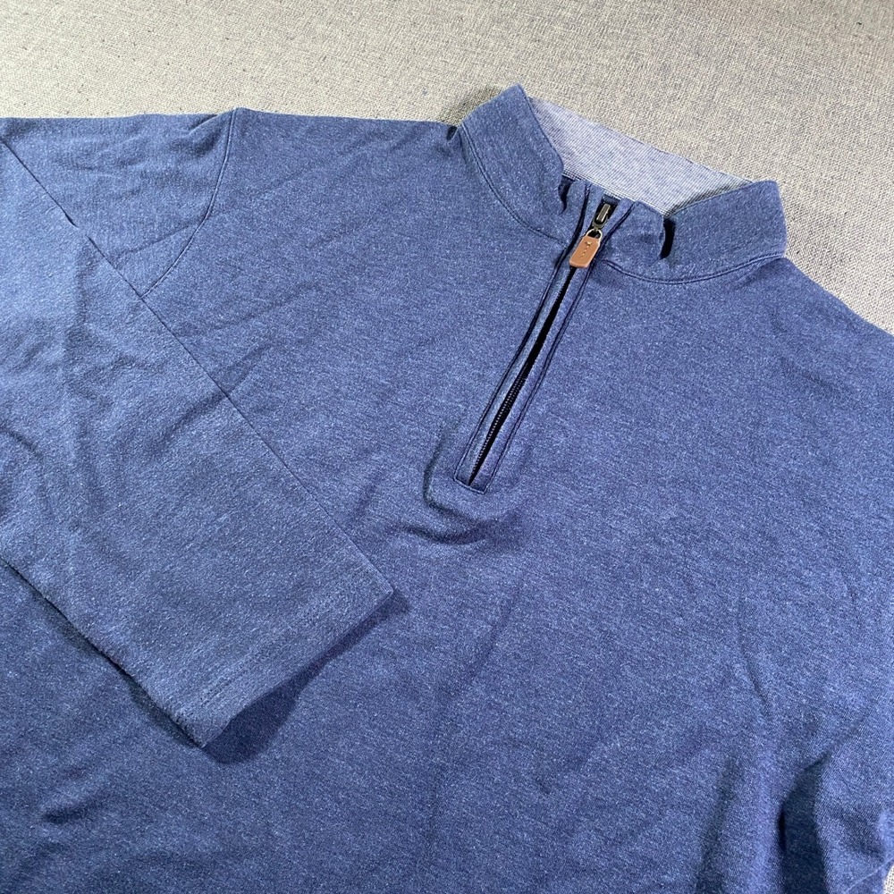 Mizzen+Main Men's Blue Heathered 1/4 Zip Pullover Sweater XL Lightweight Stretch